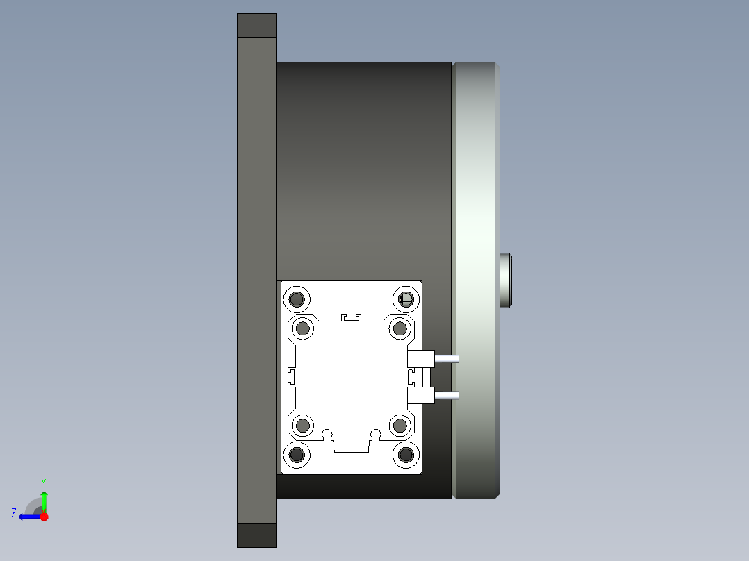 气动分度盘3D图纸 H147 非标自动化设备3D图纸3D模型件夹右视图