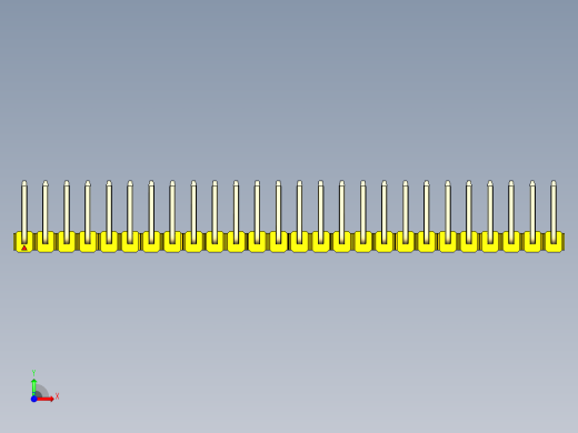 彩色公排针 100mil 2.54mm 系列-DS1022_yellow_26p_100mil_TypeU_rev1.0前视缩略图