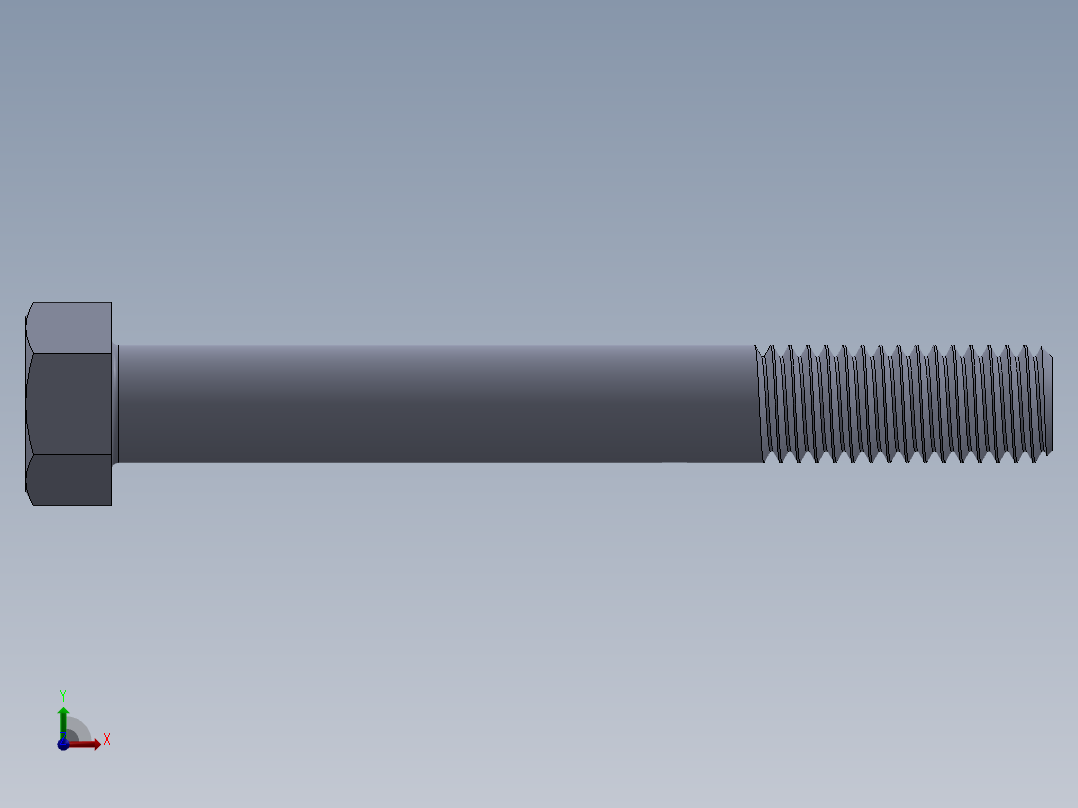 UNC 六角螺栓-Hex Bolt 0.500-13 x 4.SLDPRT前视图