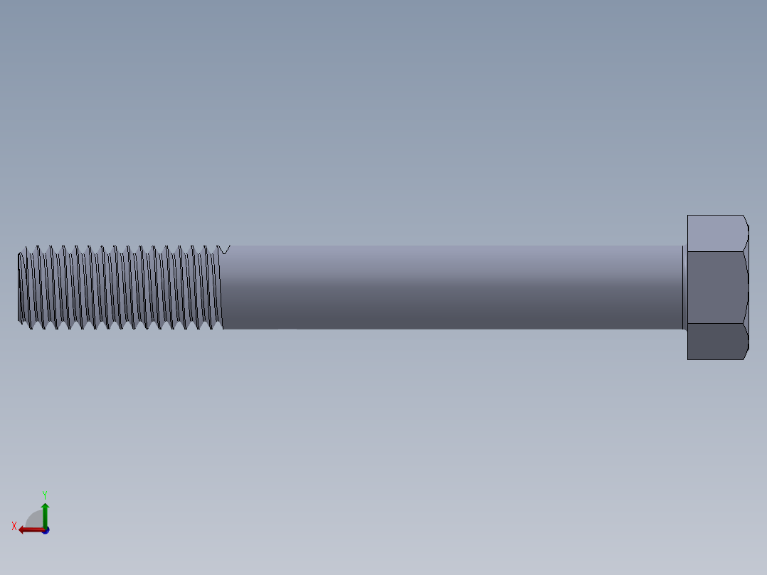 UNC 六角螺栓-Hex Bolt 0.500-13 x 4.SLDPRT后视图