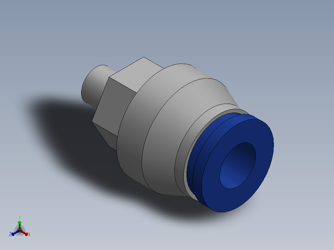 Ø6 x M5 - CONEXÃO RETA (C02250605)正等轴测图