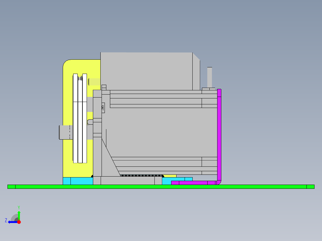 电机皮带传动方案右视图
