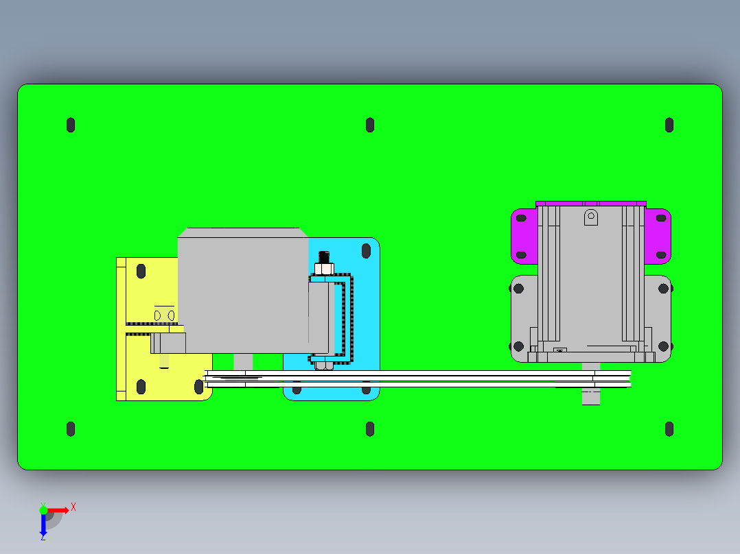 电机皮带传动方案俯视图