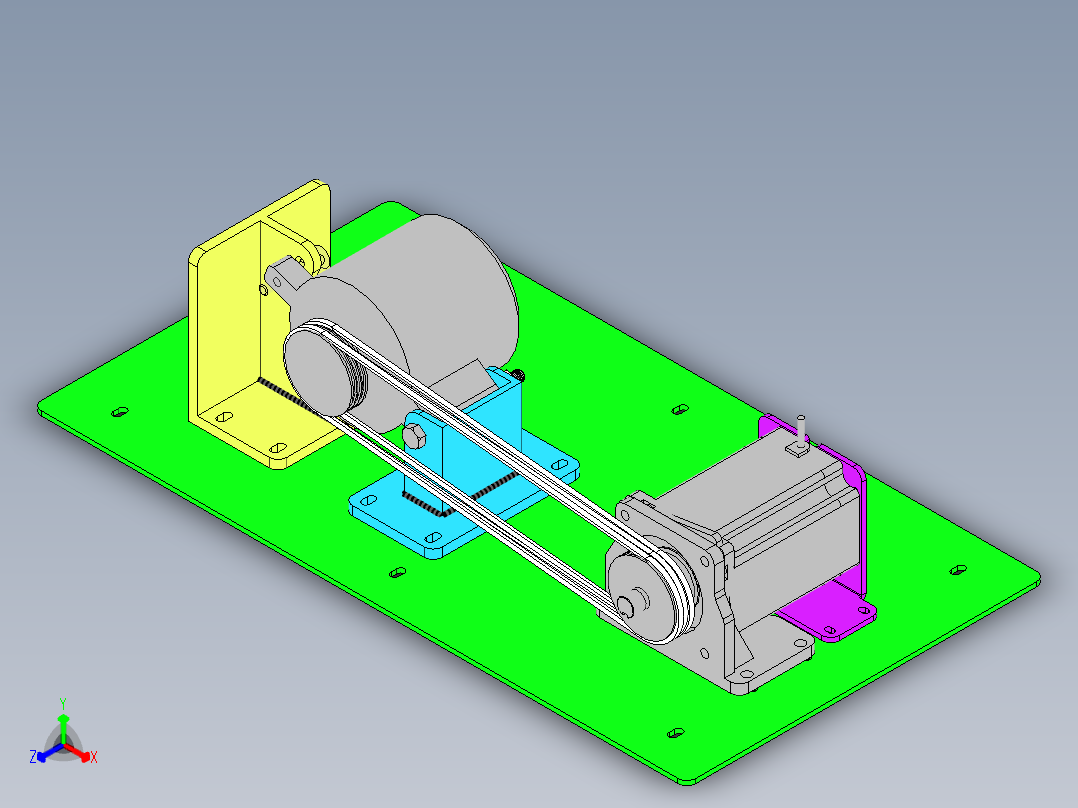 电机皮带传动方案正等轴测图