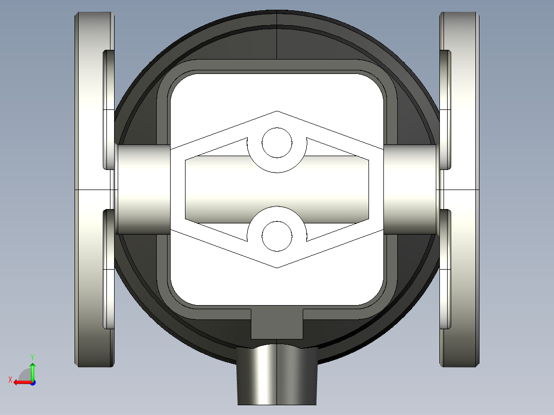 18DKOACCP DA 气动隔膜阀双作用，固定法兰，钻孔ANSI B16.5条款150 FF PVC-C后视图