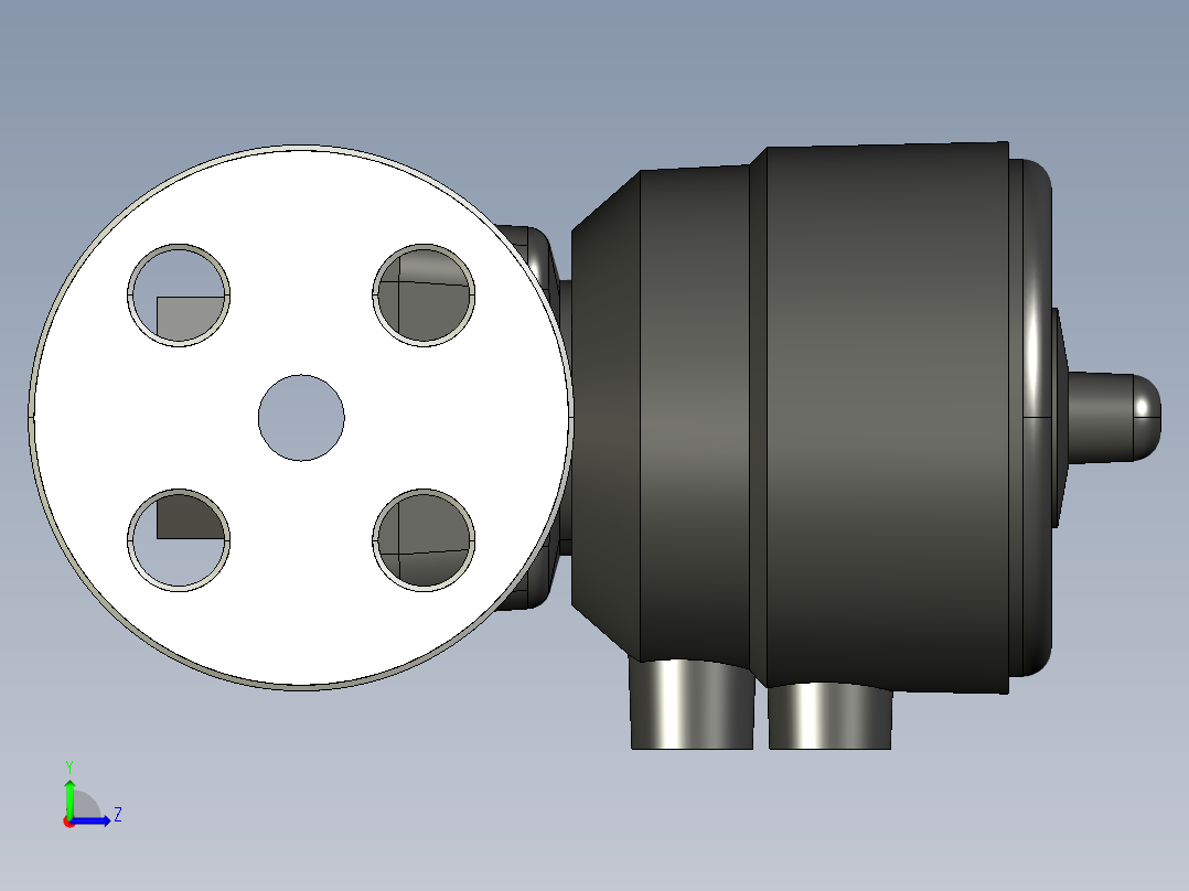 18DKOACCP DA 气动隔膜阀双作用，固定法兰，钻孔ANSI B16.5条款150 FF PVC-C左视图