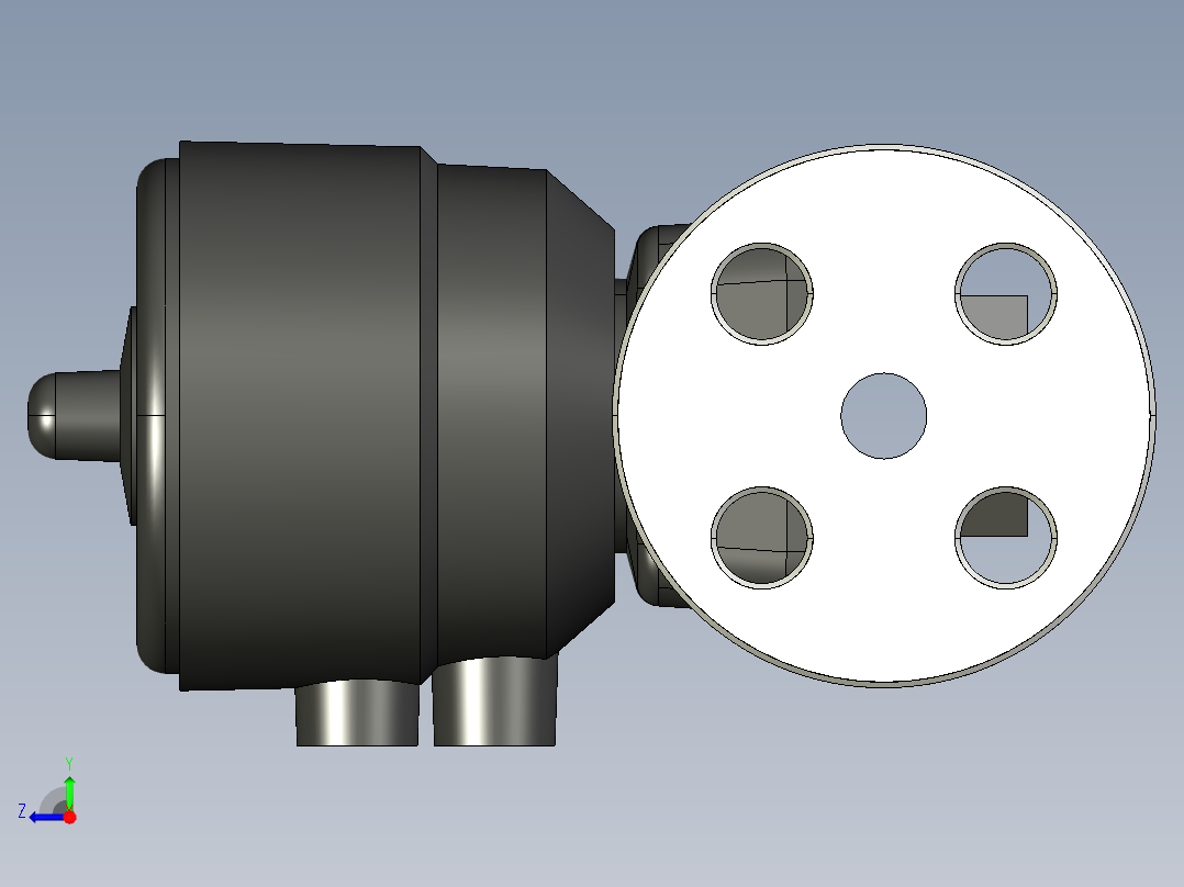 18DKOACCP DA 气动隔膜阀双作用，固定法兰，钻孔ANSI B16.5条款150 FF PVC-C右视图