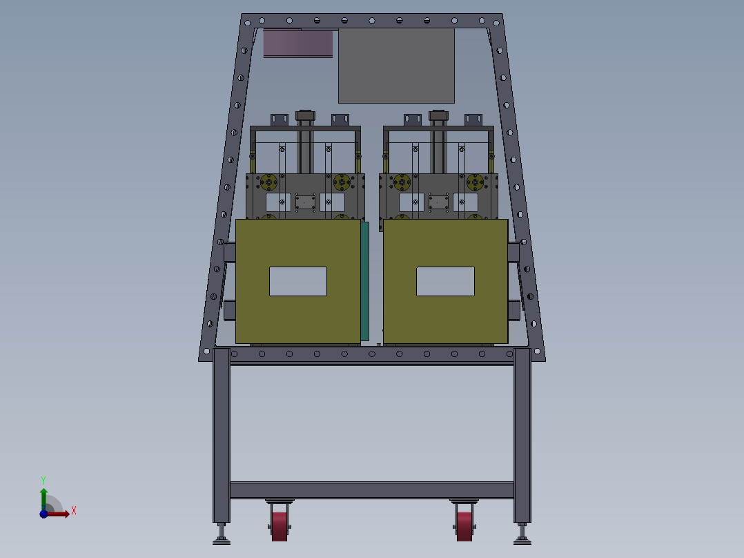 1.2米8工位铝壳手套箱（sw16可编辑+工程图）前视图