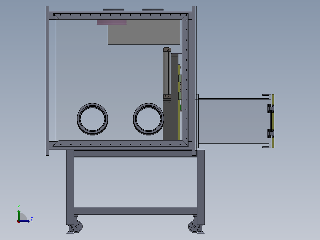 1.2米8工位铝壳手套箱（sw16可编辑+工程图）左视图