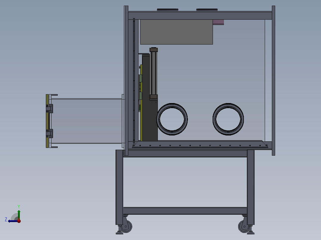 1.2米8工位铝壳手套箱（sw16可编辑+工程图）右视图