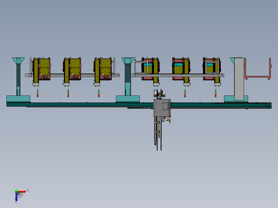 精密全自动电路贴片生产线设备设计俯视图