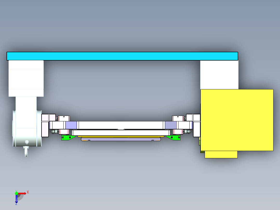 长条金属盖四轴铣外观面+侧向凹槽治具模型俯视图