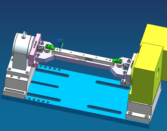 长条金属盖四轴铣外观面+侧向凹槽治具模型