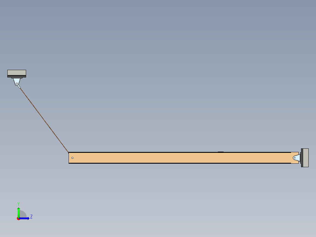 由缆索支撑的梁左视图