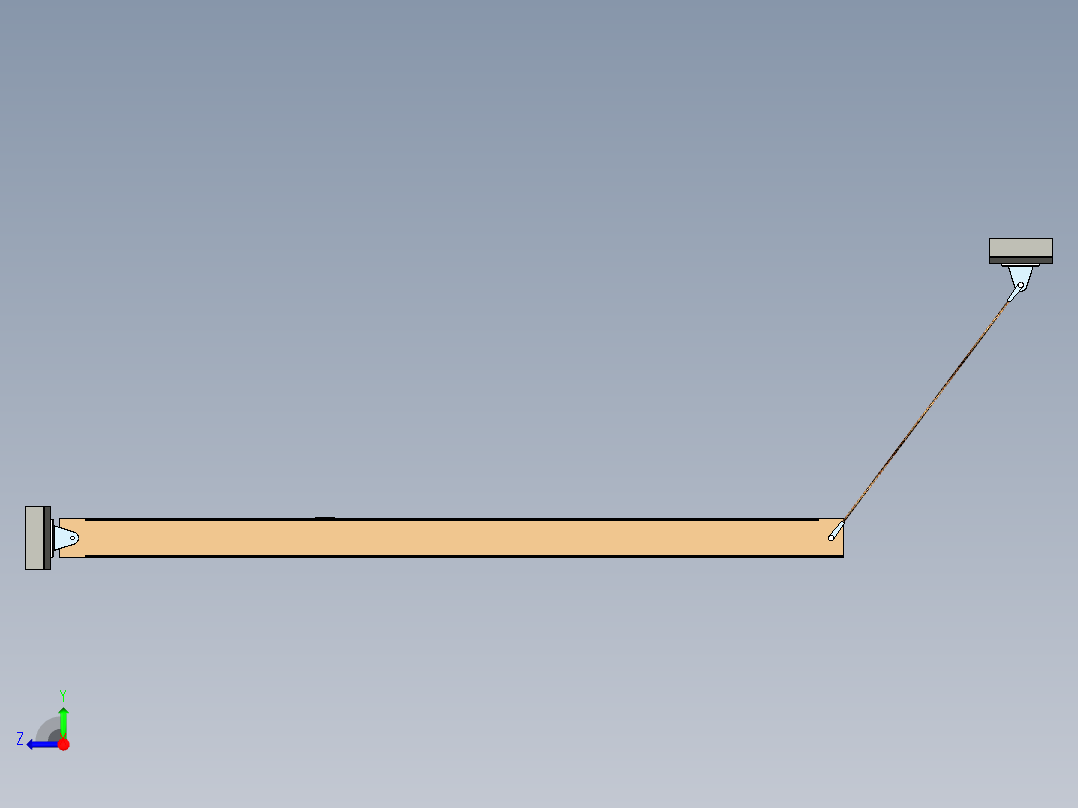 由缆索支撑的梁右视图