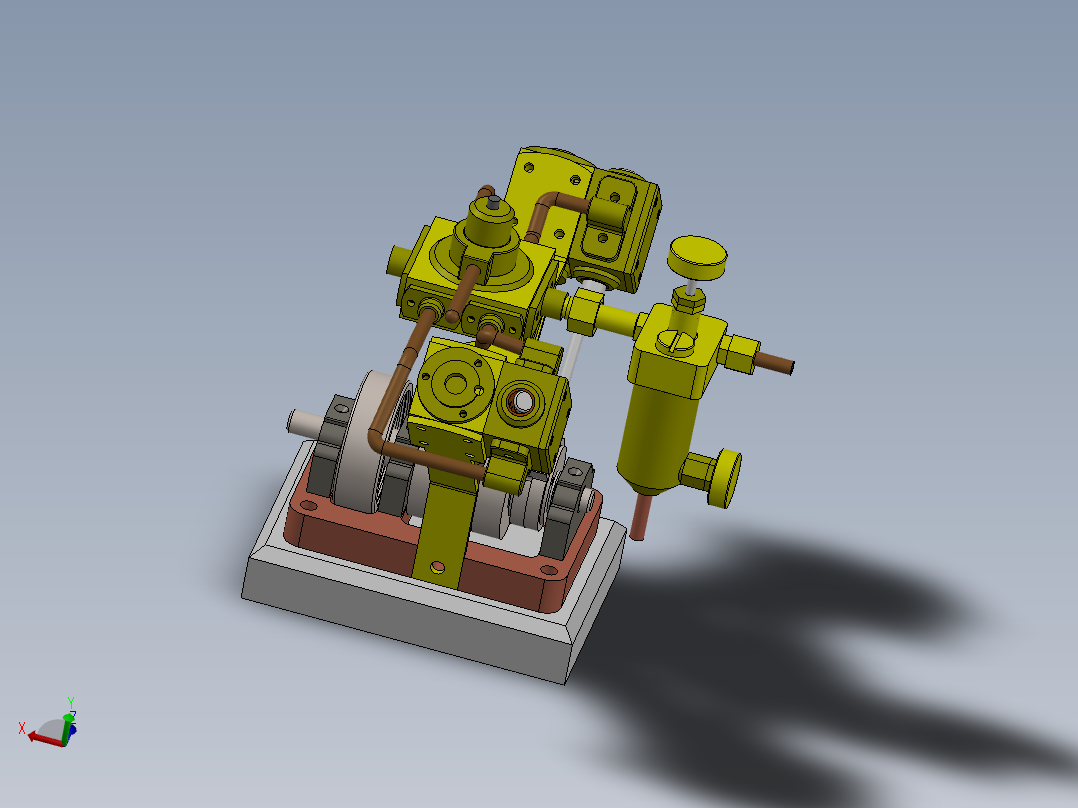 V型双作用蒸汽机v-shaped-double-acting-steam-模型格式为 sw