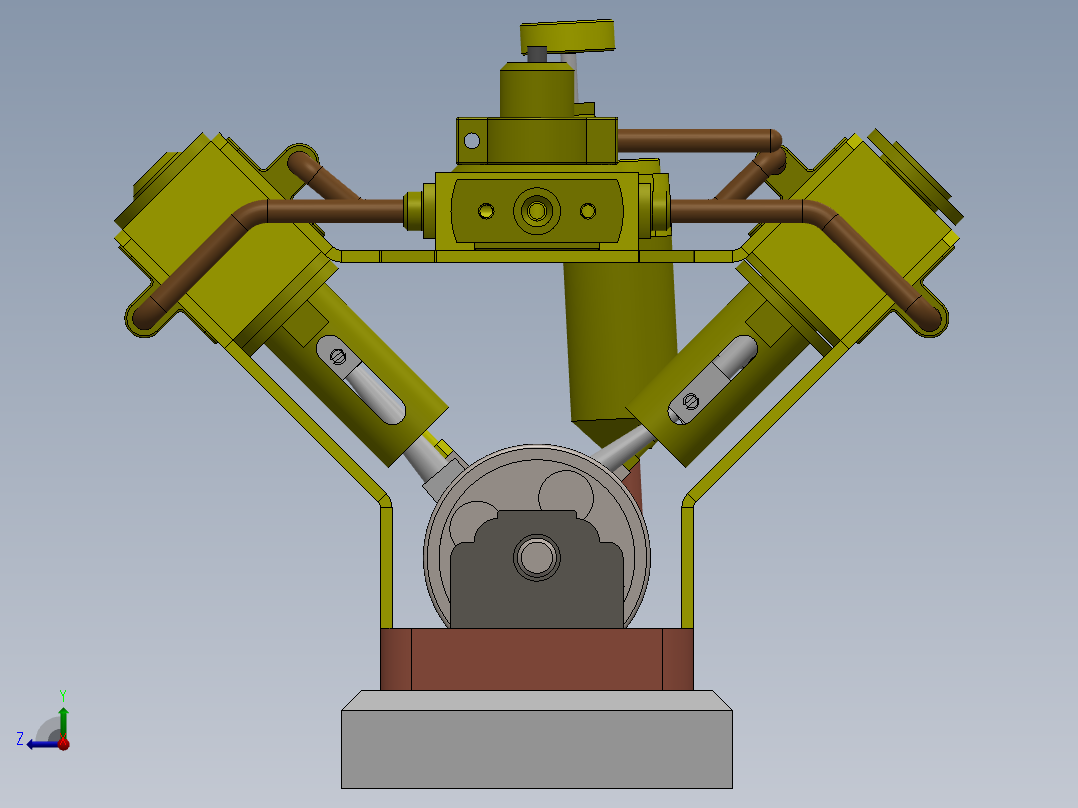 V型双作用蒸汽机v-shaped-double-acting-steam-模型格式为 sw右视图