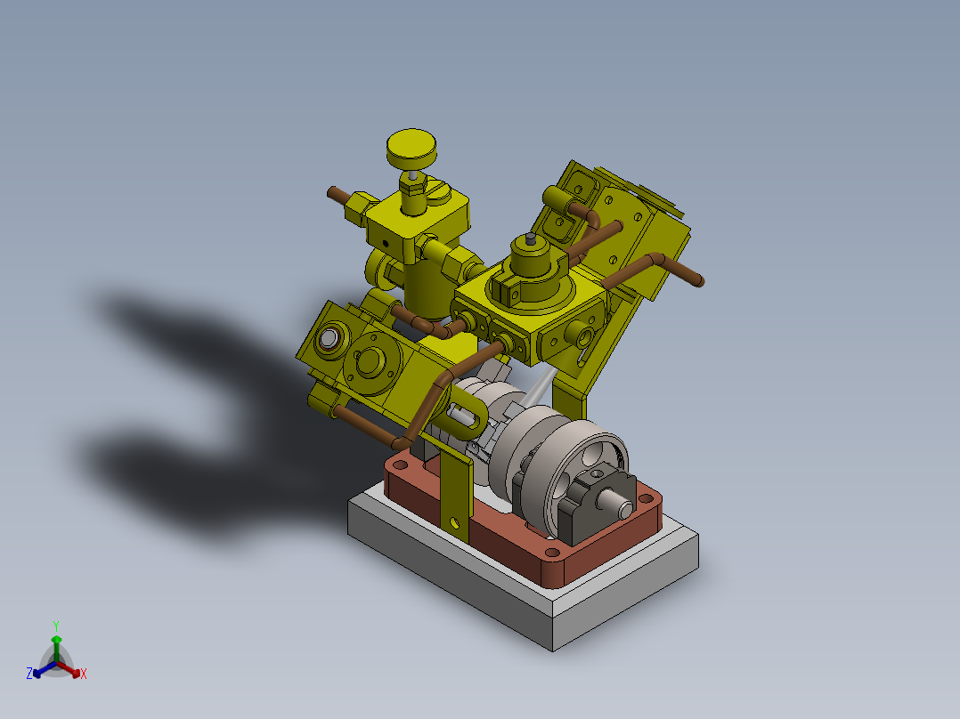 V型双作用蒸汽机v-shaped-double-acting-steam-模型格式为 sw正等轴测图