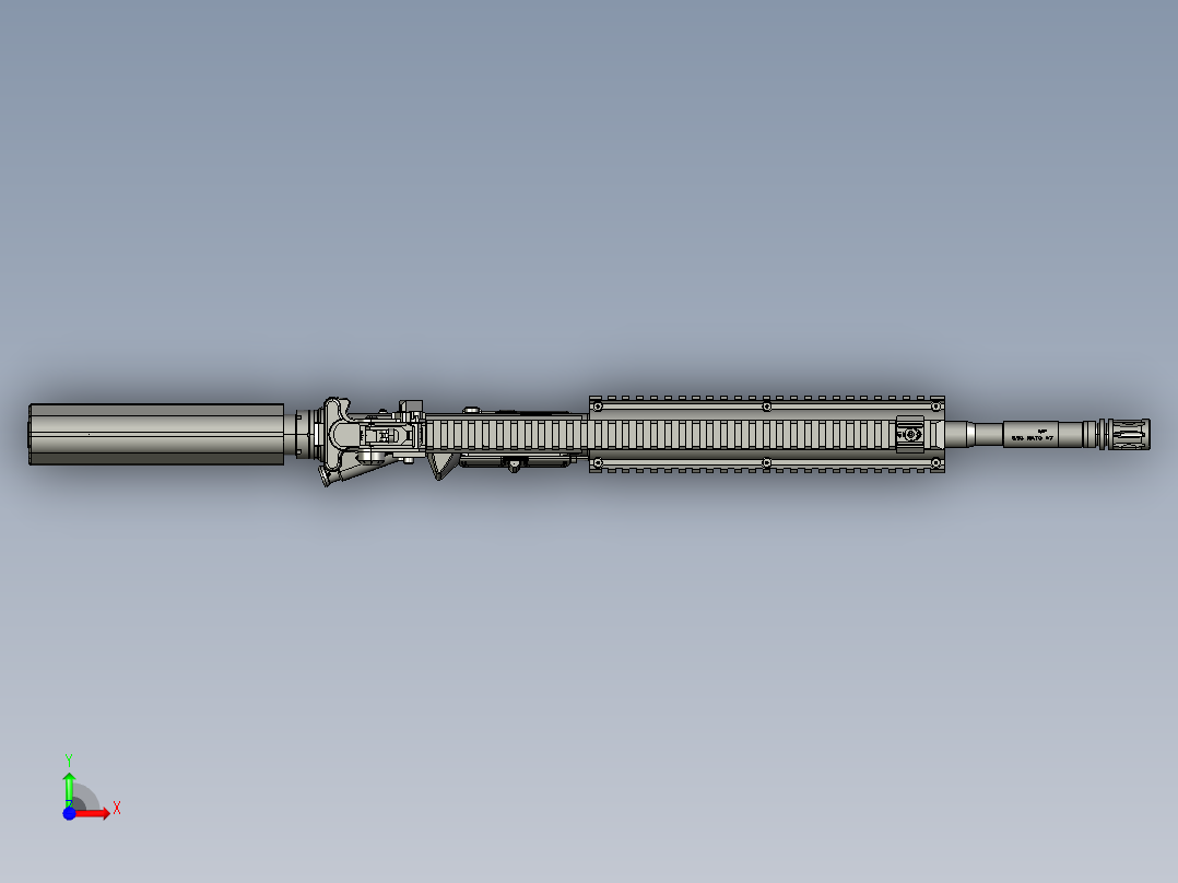 手枪左轮冲锋枪老式狙击步枪设计3D图纸piston-m4-carbine STP前视图