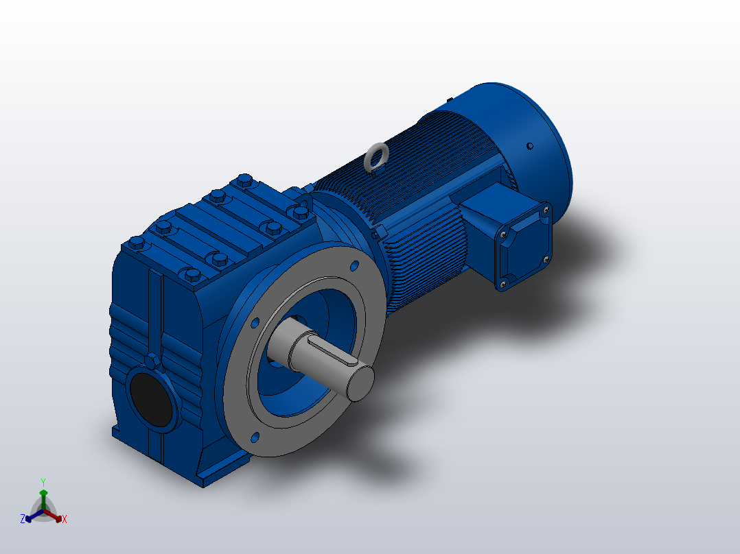 SF87法兰轴伸式安装斜齿-蜗轮蜗杆减速机SF87-YV4-4P-43.13-M1-0°-B主视图