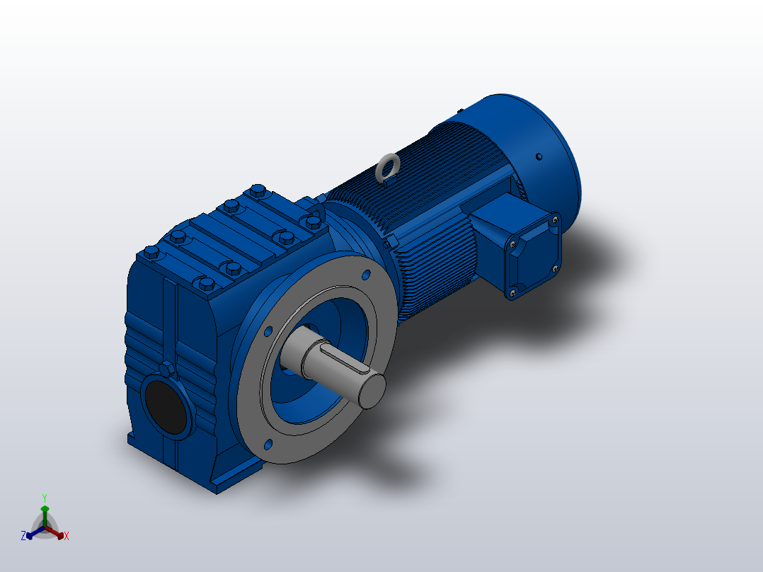 SF87法兰轴伸式安装斜齿-蜗轮蜗杆减速机SF87-YV4-4P-43.13-M1-0°-B正等轴测图