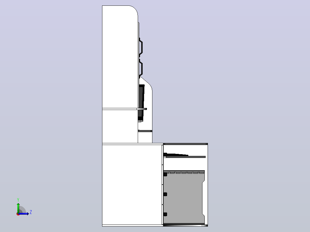 电脑桌和管道3D打印机左视图