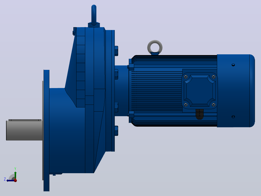 RXF157法兰轴伸式安装斜齿轮减速机RX157-Y15-4P-160L-M1-0°-Φ550右视图