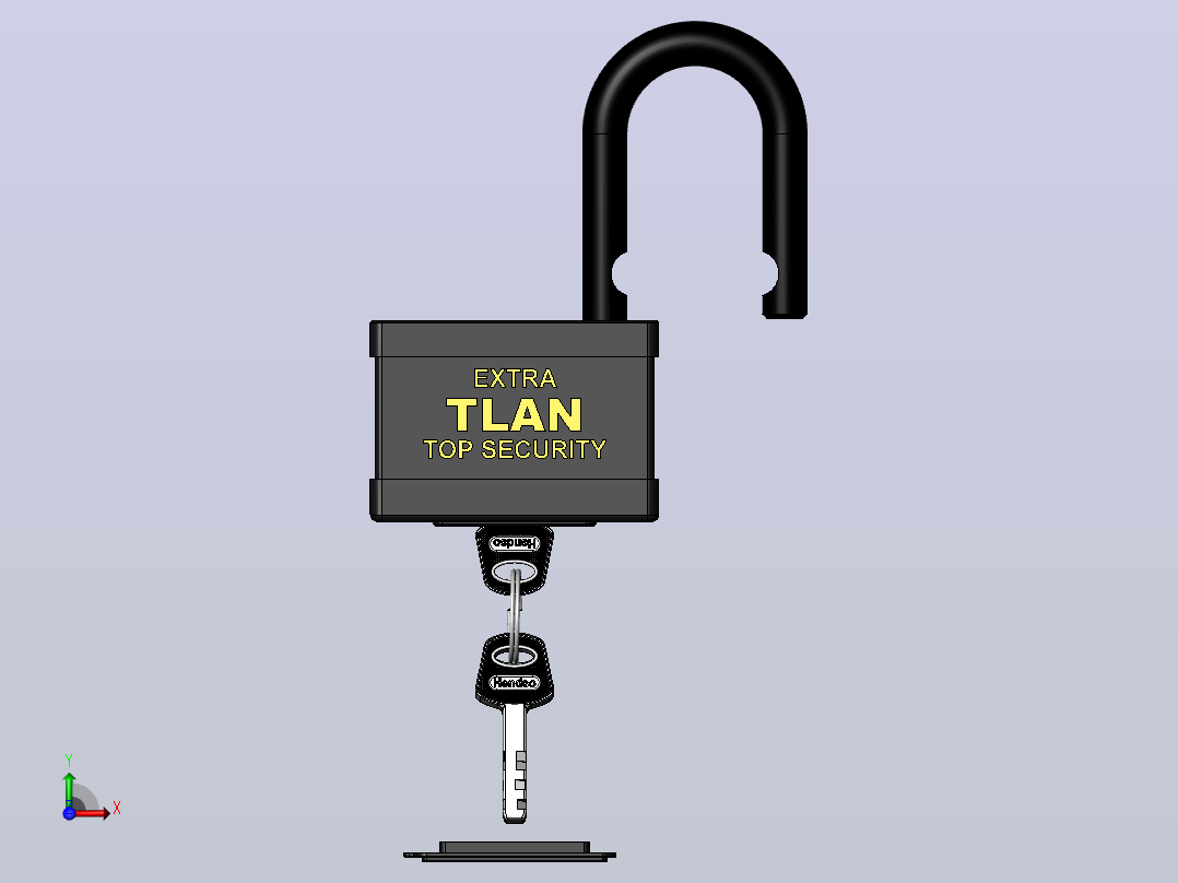 Lock挂锁及钥匙结构前视图