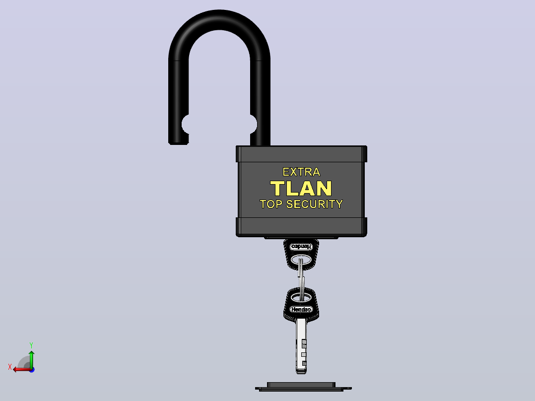 Lock挂锁及钥匙结构后视图