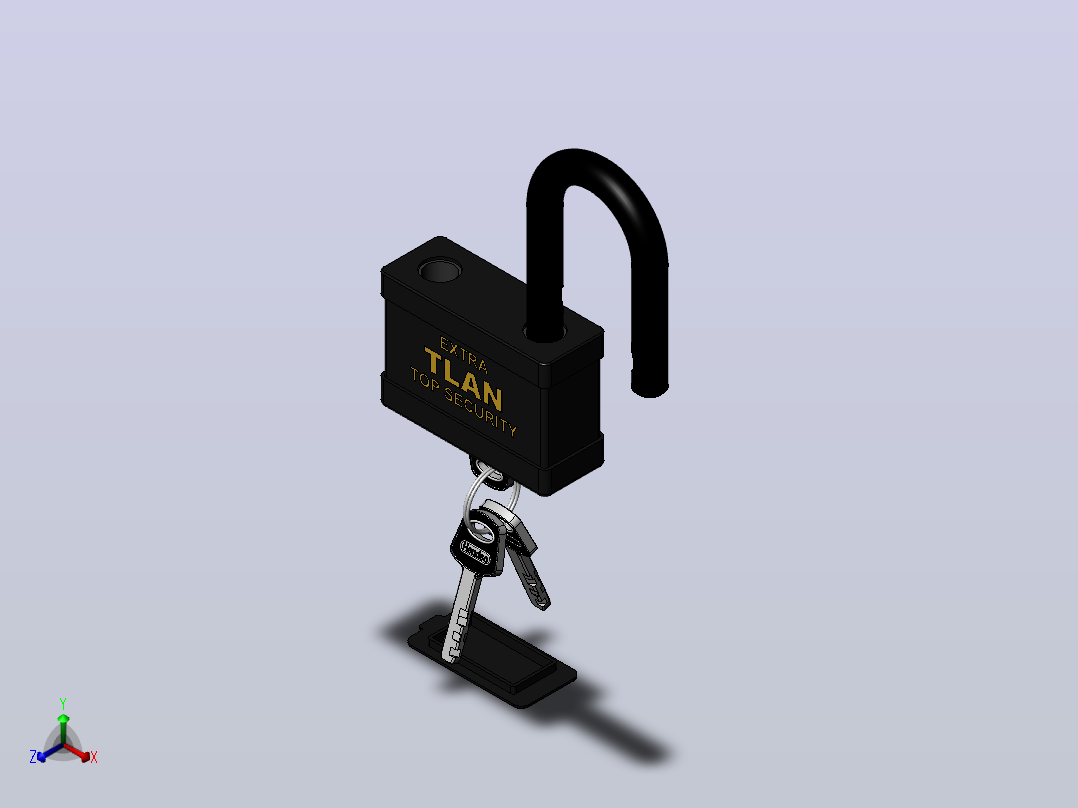Lock挂锁及钥匙结构正等轴测图