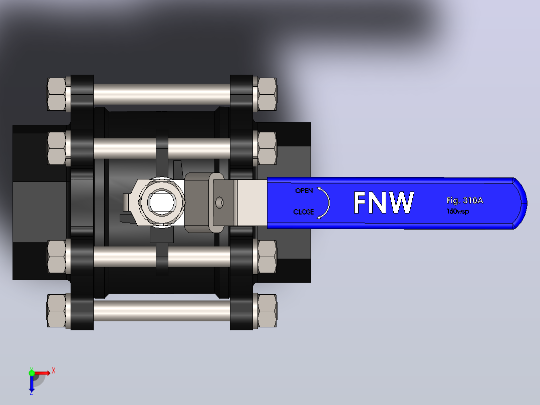 FNW-FNW311AM三片式内螺纹球阀俯视图