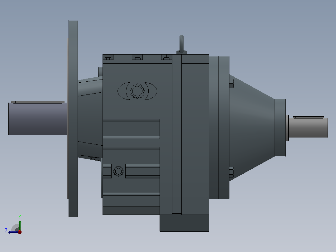 RFS137法兰轴伸式斜齿轮减速机[RFS137-7.59-M6-Φ550]右视图