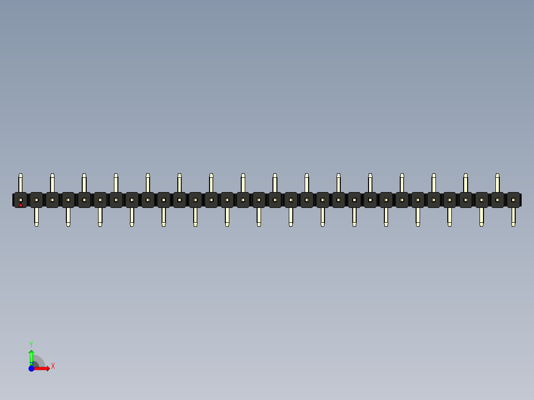 彩色公排针 100mil 2.54mm 系列-DS1022_black_32p_100mil_Type_SMT_R1_rev1.0前视图