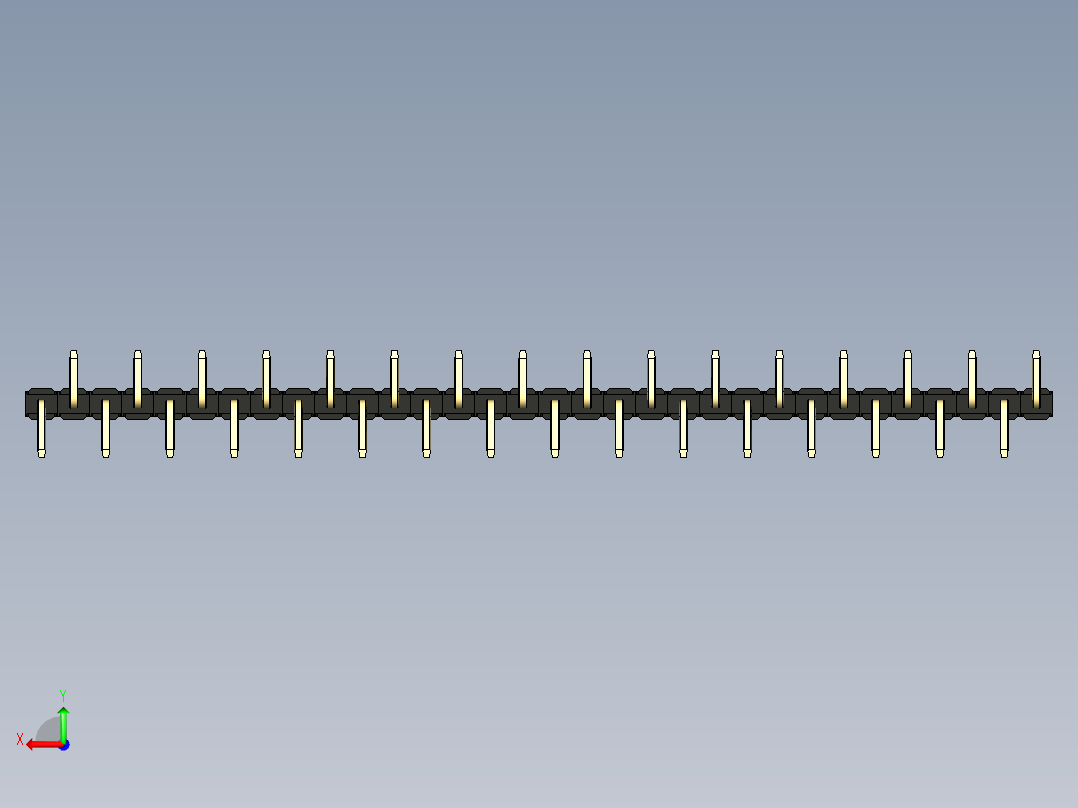 彩色公排针 100mil 2.54mm 系列-DS1022_black_32p_100mil_Type_SMT_R1_rev1.0后视图