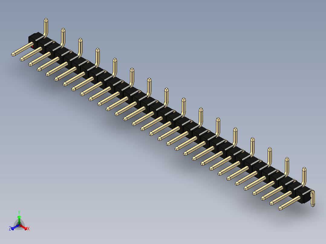 彩色公排针 100mil 2.54mm 系列-DS1022_black_32p_100mil_Type_SMT_R1_rev1.0正等轴测图