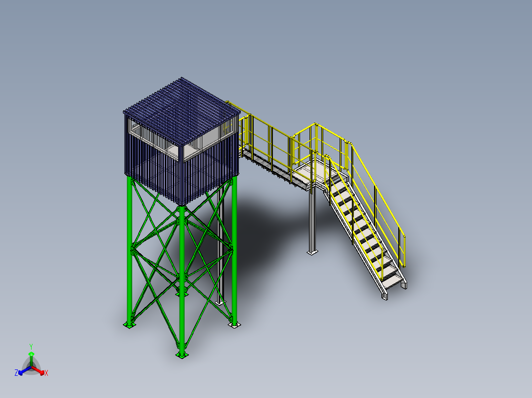 军事瞭望塔正等轴测图