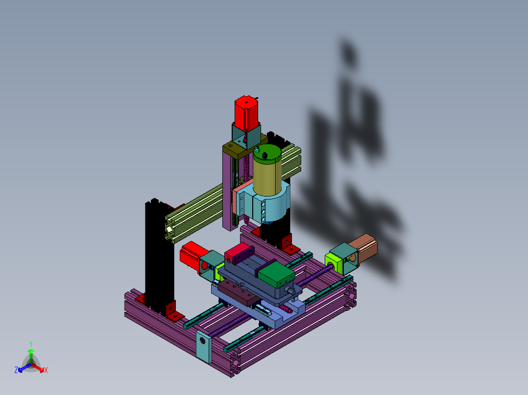 微调直线导轨修边机正等轴测图