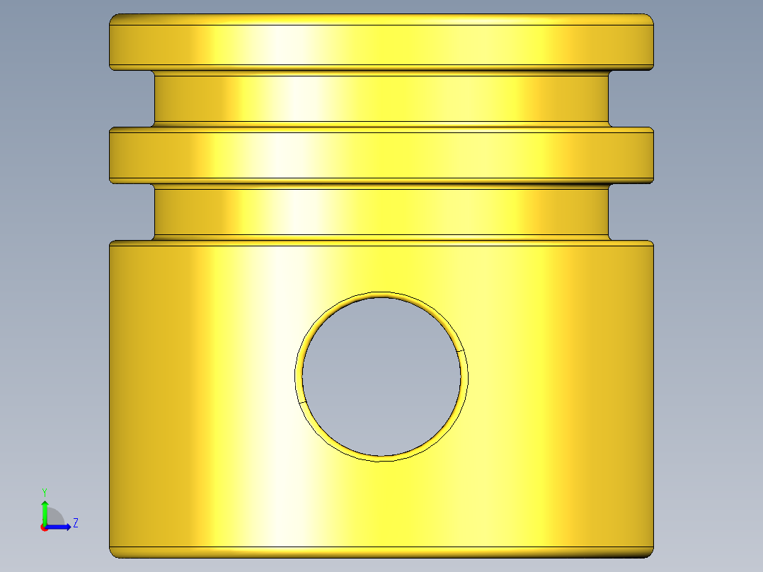 气缸电机-2851 Bright Yellow Technic Engine Piston Round左视图