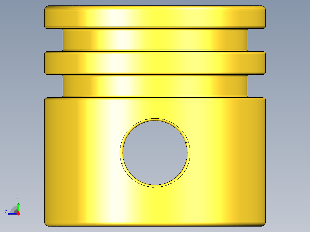 气缸电机-2851 Bright Yellow Technic Engine Piston Round右视图