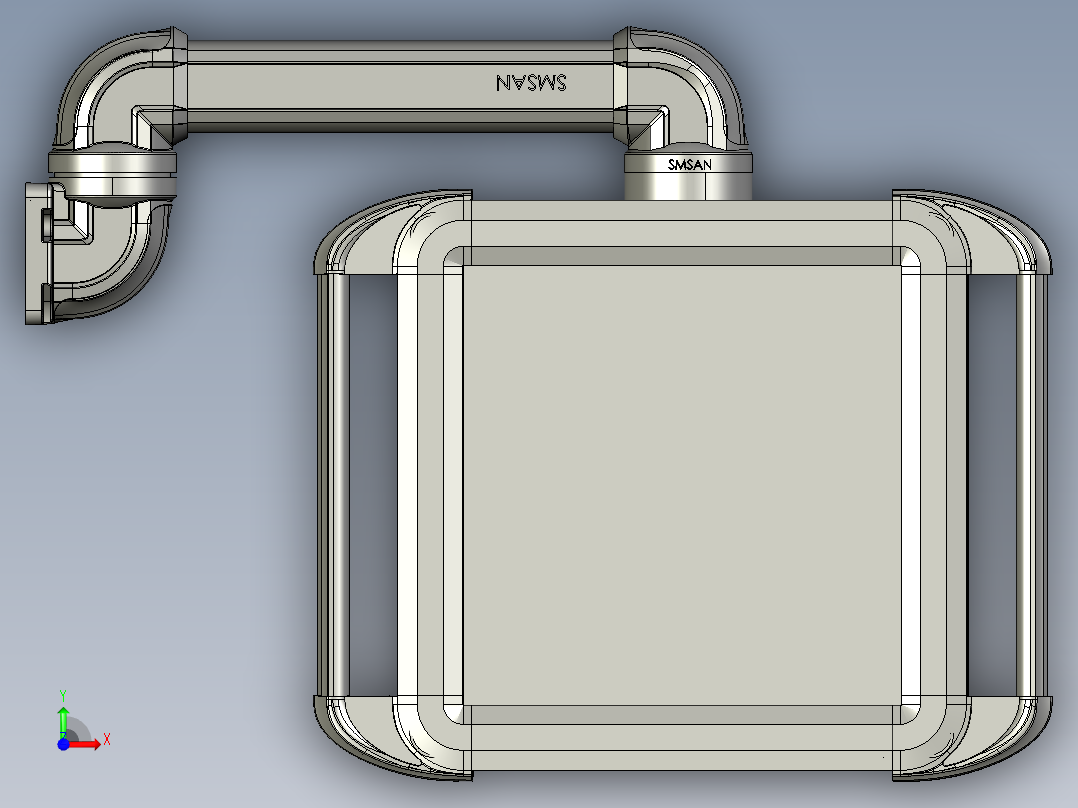 向下墙座+90度箱体连接器+控制箱前视图