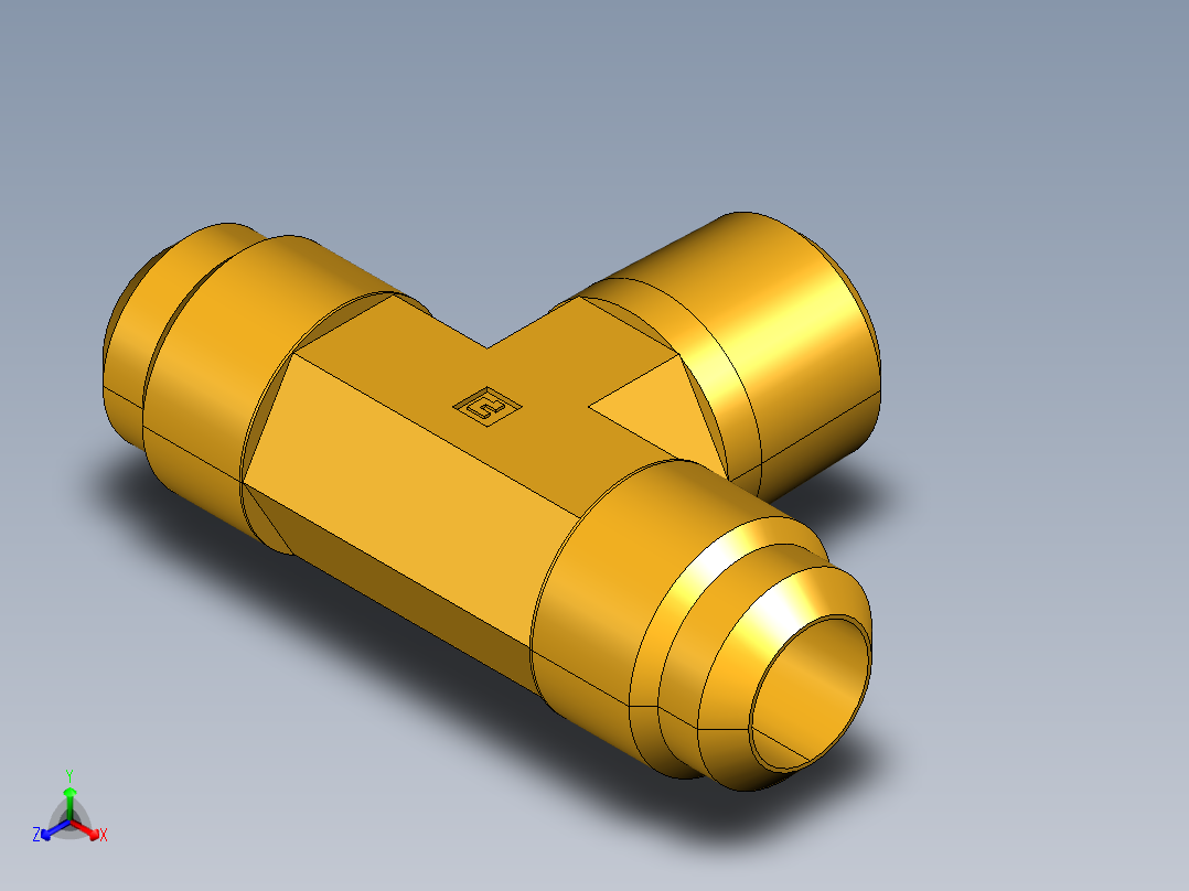 扩口式工业通用硬管接头Male Branch Tee 145F-10-8正等轴测图