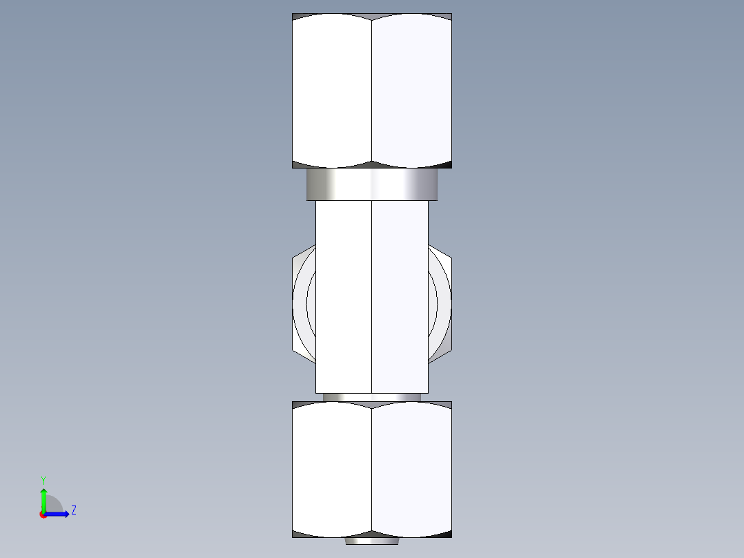 卡套式工业通用硬管接头EO_Swivel_nut_run_tee_EL06ZS71左视图