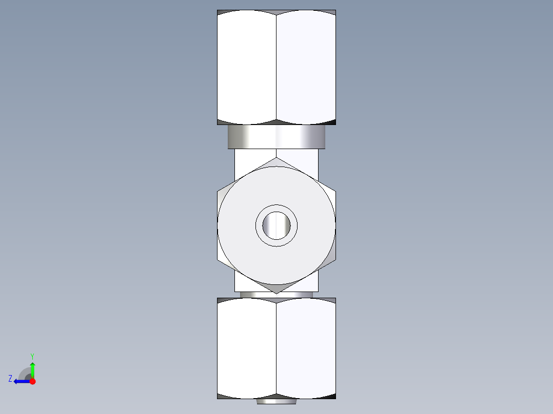 卡套式工业通用硬管接头EO_Swivel_nut_run_tee_EL06ZS71右视图