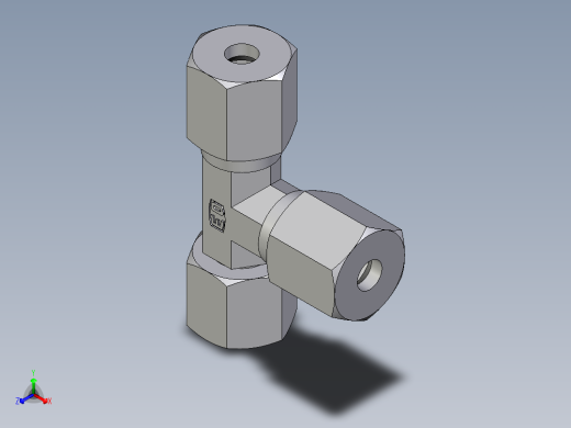 卡套式工业通用硬管接头EO_Swivel_nut_run_tee_EL06ZS71正等轴测缩略图