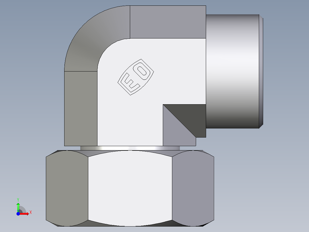 卡套式工业通用硬管接头EO_Swivel_nut_elbow_EW25SOMDCF前视图