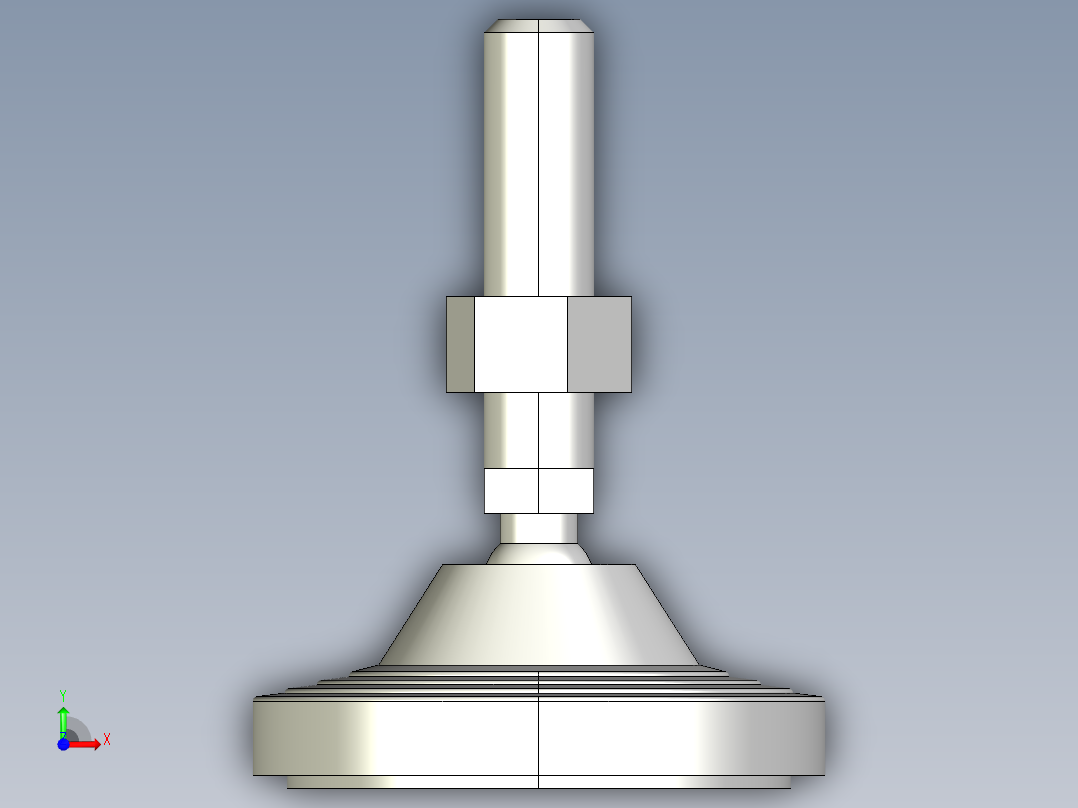 水平調整腳座(SUS製)LVA125-SUS-3D多系列多零件图纸模型前视图