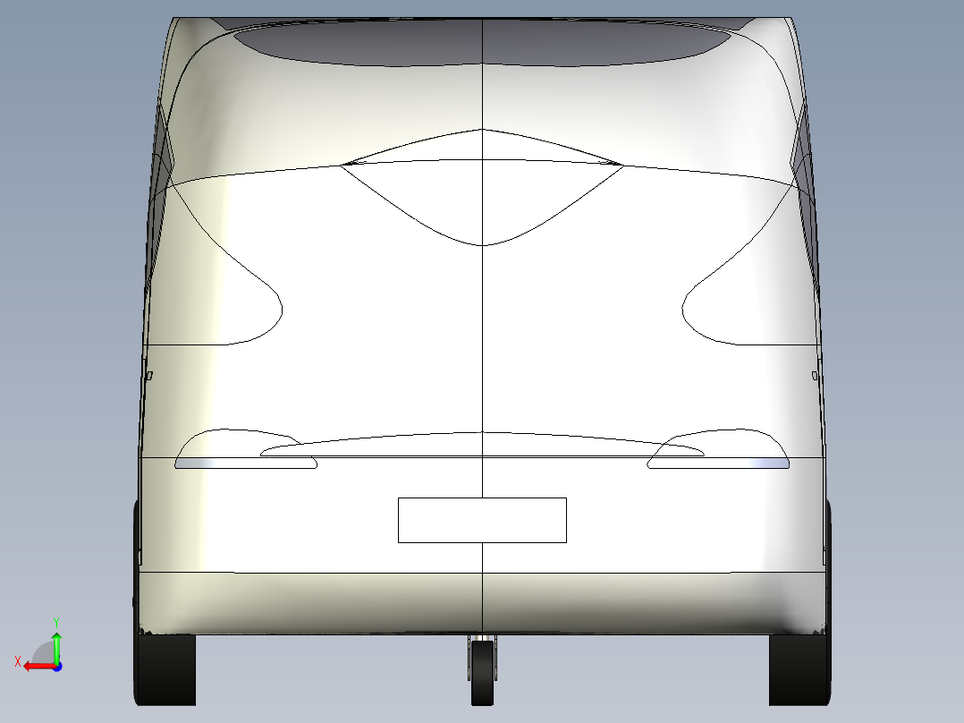 Caravan for Model X房车拖车造型3D图纸 STEP格式后视图