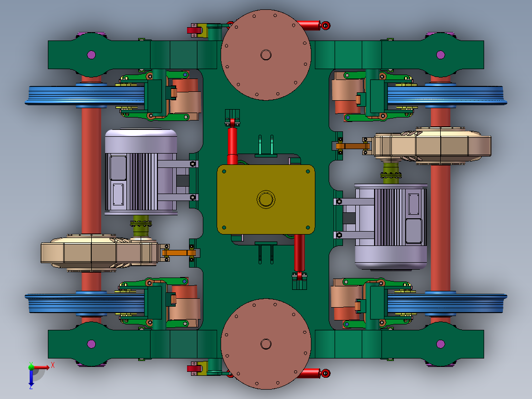 动车转向架模型SW2018俯视图