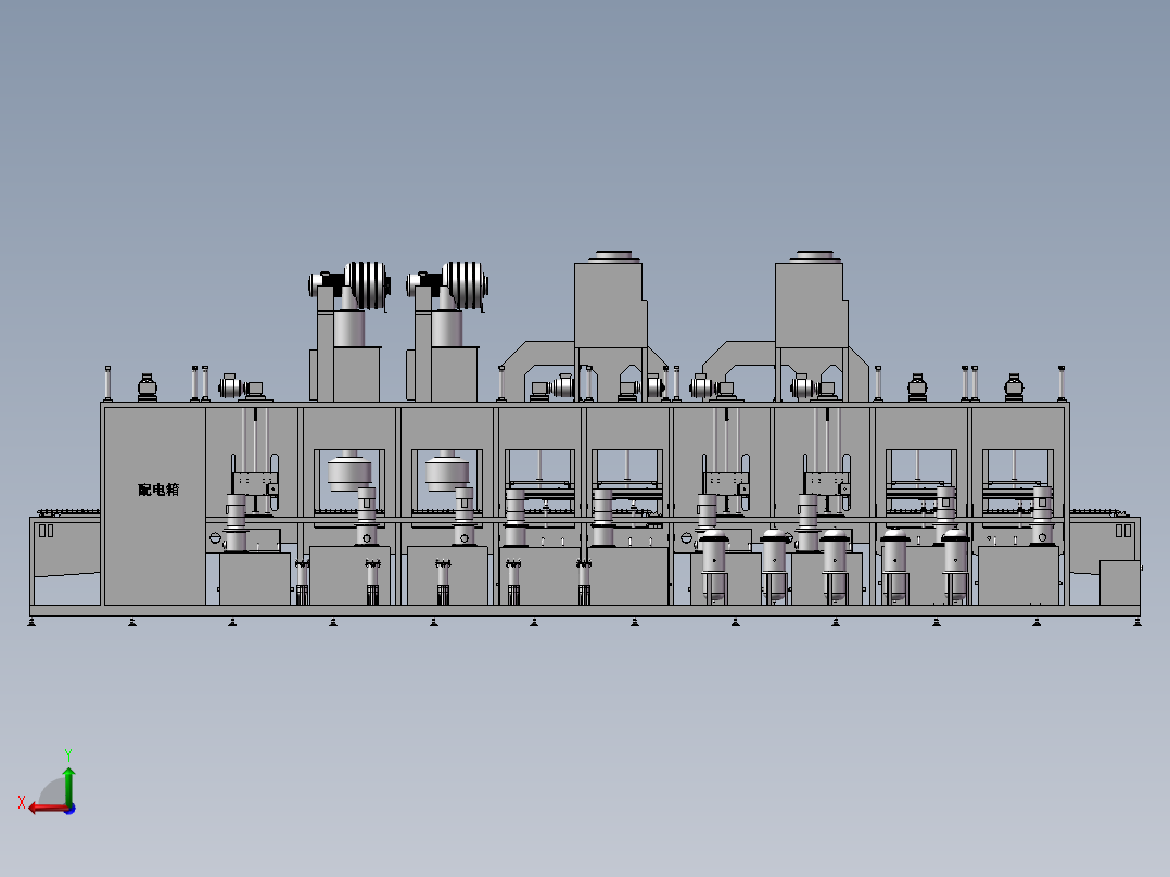步进式清洗机3D模型后视图