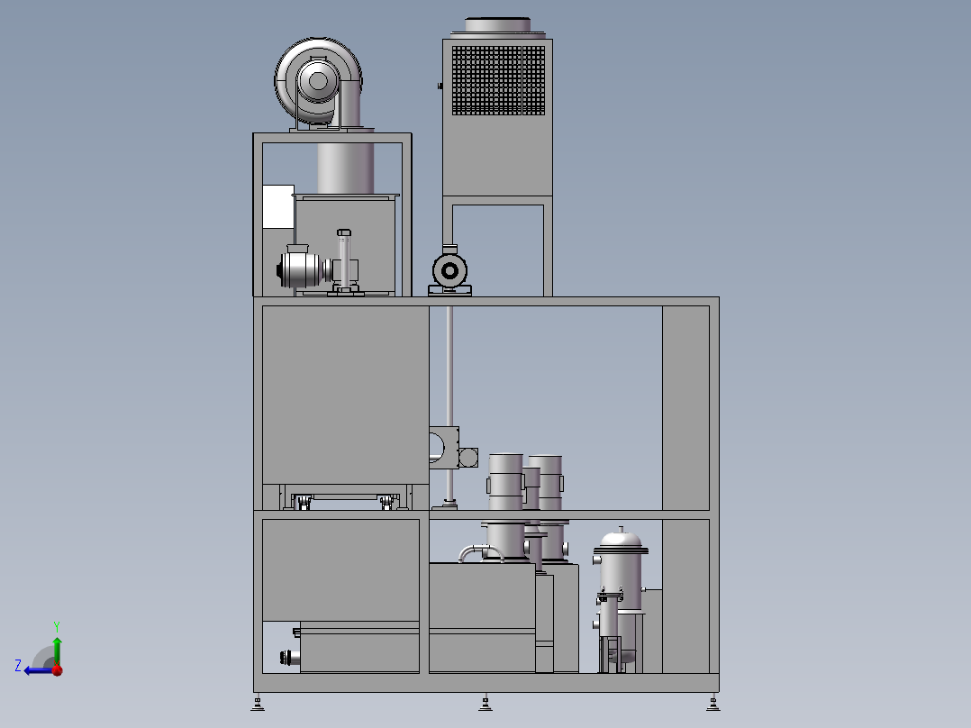步进式清洗机3D模型右视图